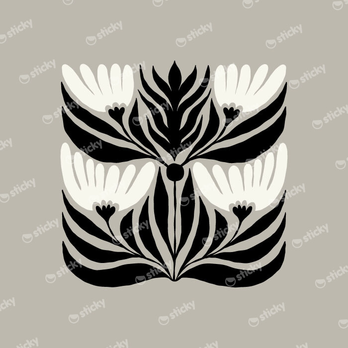 Πόστερ BLACK AND WHITE FLORAL 14