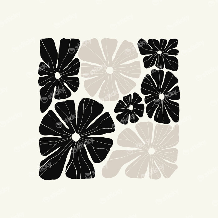 Πόστερ BLACK AND WHITE FLORAL 12