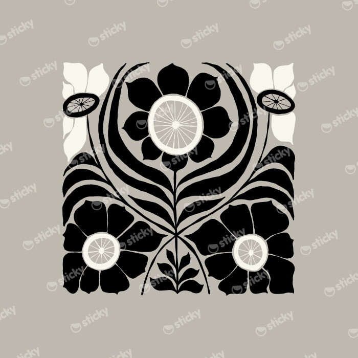 Πόστερ BLACK AND WHITE FLORAL 16