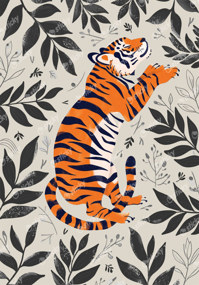 Πόστερ RETRO TRENDY SLEEPING TIGER