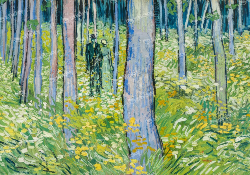 Πινακας σε καμβά VAN GOGH - UNDERGROWTH WITH TWO FIGURES