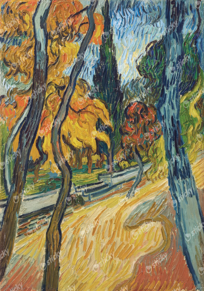 Πινακας σε καμβά VAN GOGH - ARBRES DANS LE JARDIN DE LASILE