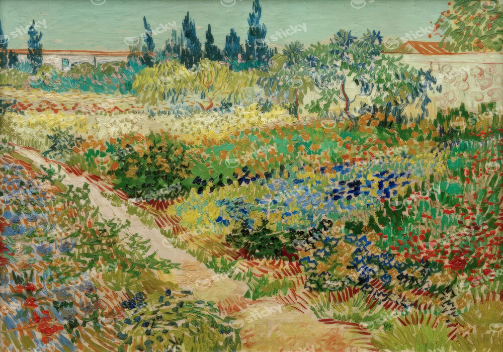 Πινακας σε καμβά VAN GOGH - BLUEHENDER GARTEN MIT PFAD