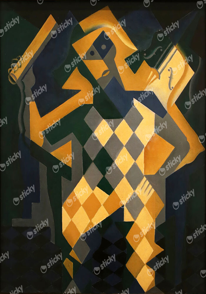 Πινακας σε καμβά JUAN GRIS - HARLEQUIN WITH VIOLIN