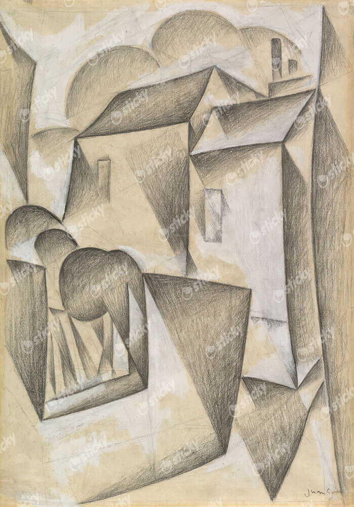 Πινακας σε καμβά JUAN GRIS - HOUSES IN PARIS PLACE RAVIGNAN