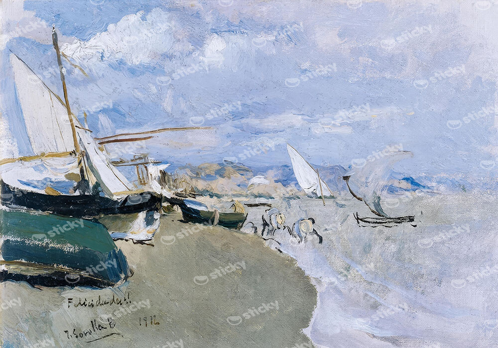 Πινακας σε καμβά JOAQUIN SOROLLA - BARCAS EN LA PLAYA COSTA DE LEVANTE