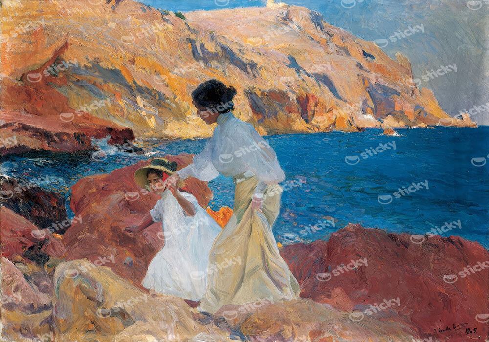 Πινακας σε καμβά JOAQUIN SOROLLA - CLOTILDE AND ELENA ON THE ROCKS AT JAVEA