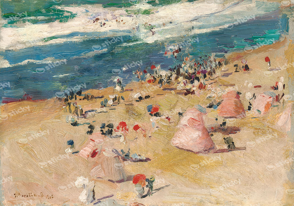 Πινακας σε καμβά JOAQUIN SOROLLA - ON THE BEACH AT BIARRITZ