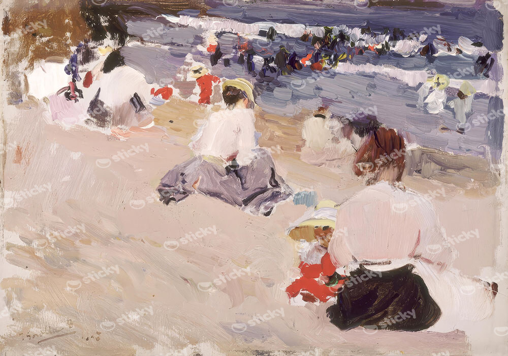 Πινακας σε καμβά JOAQUIN SOROLLA - PEOPLE SITTING ON THE BEACH