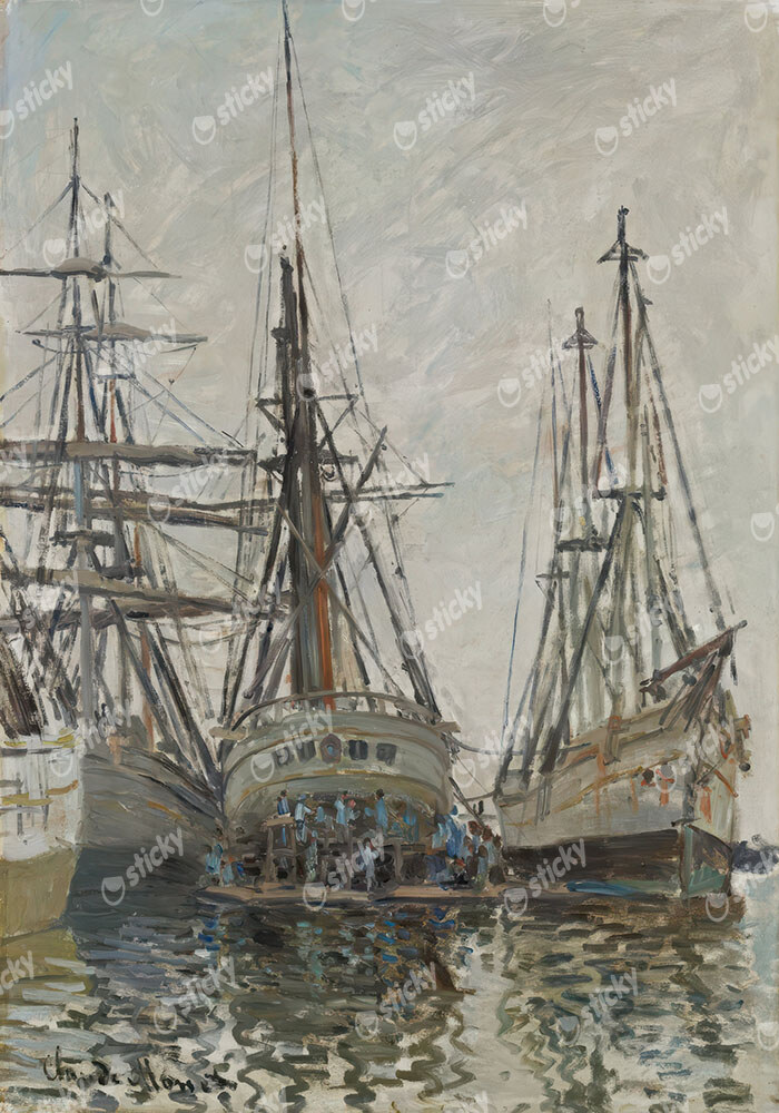 Πινακας σε καμβά MONET - BOATS IN A HARBOUR