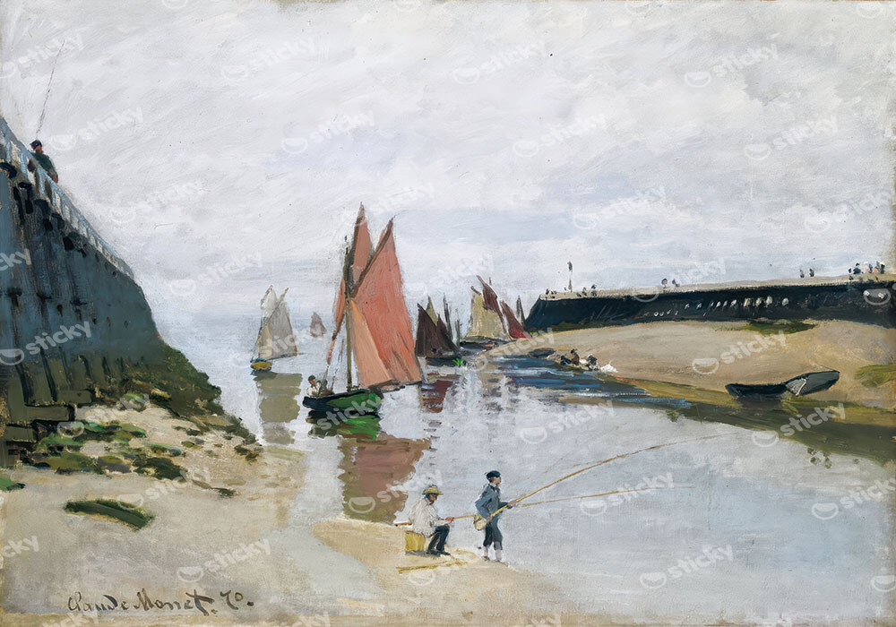 Πινακας σε καμβά MONET - BREAKWATER AT TROUVILLE