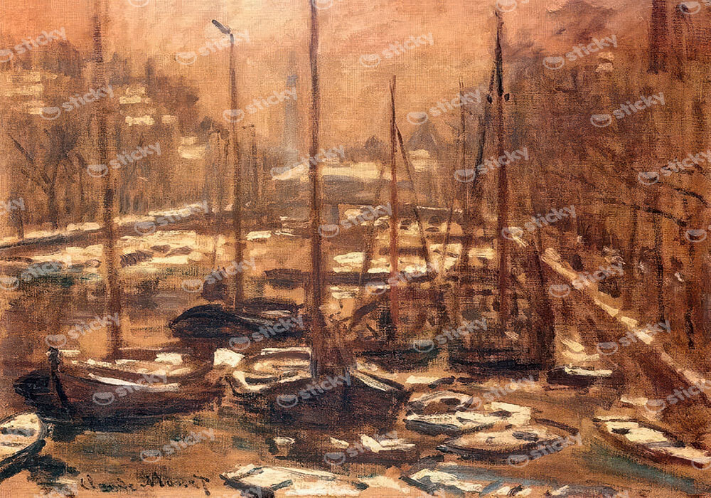 Πινακας σε καμβά MONET - GELDERSEKADE OF AMSTERDAM IN WINTER