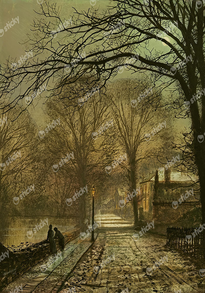 Πινακας σε καμβά JOHN ATKINSON - A MOONLIT COUNTRY ROAD
