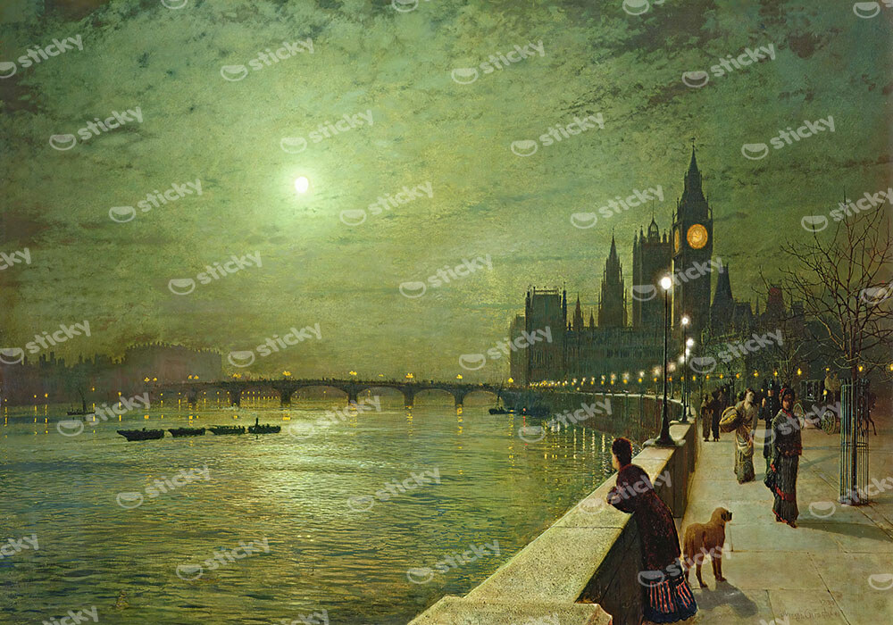 Πινακας σε καμβά JOHN ATKINSON - REFLECTIONS ON THE THAMES