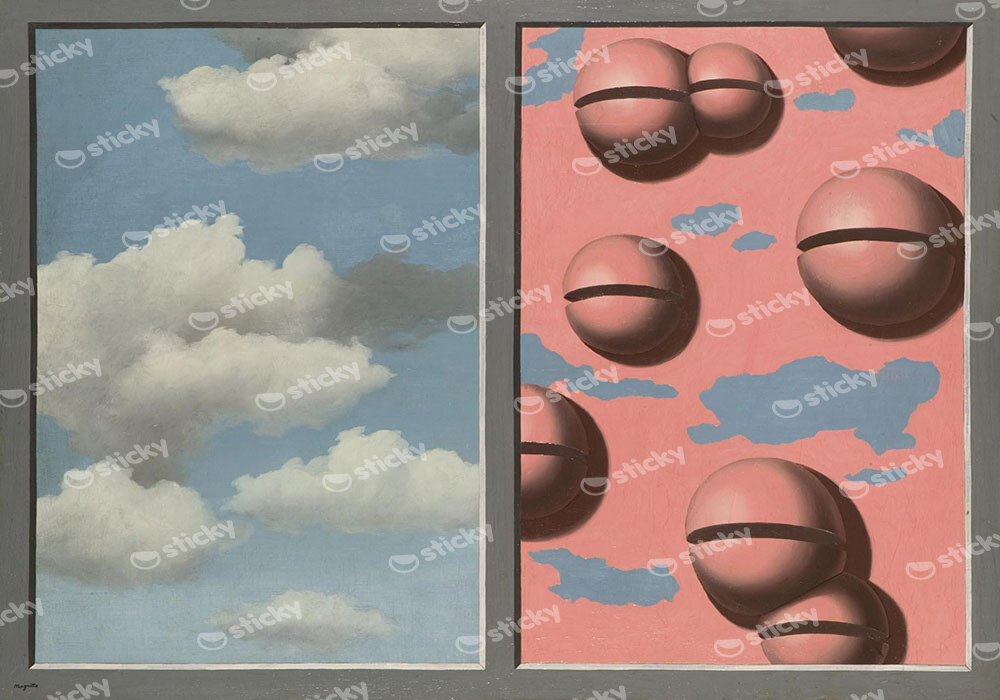 Πινακας σε καμβά MAGRITTE - PINK BELLES TATTERED SKIES