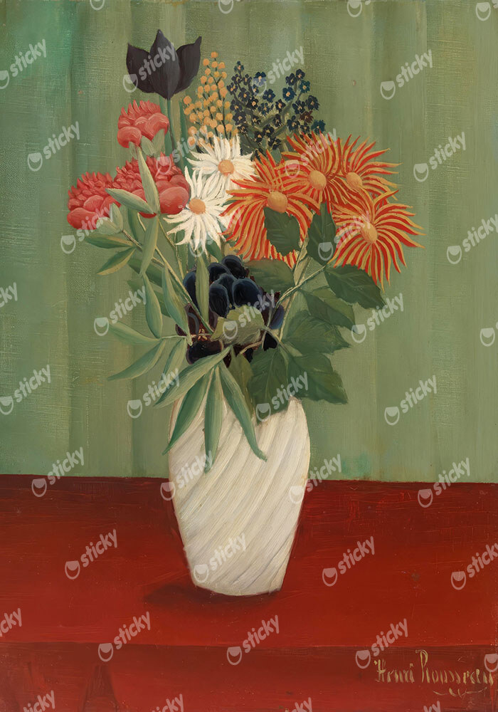 Πινακας σε καμβά HENRI ROUSSEAU - BOUQUET OF FLOWERS WITH CHINA ASTERS AND TOKYOS