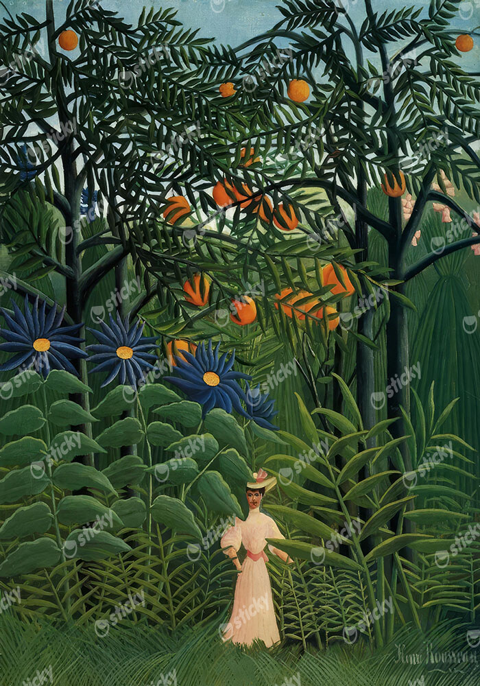 Πινακας σε καμβά HENRI ROUSSEAU - WOMAN WALKING IN AN EXOTIC FOREST