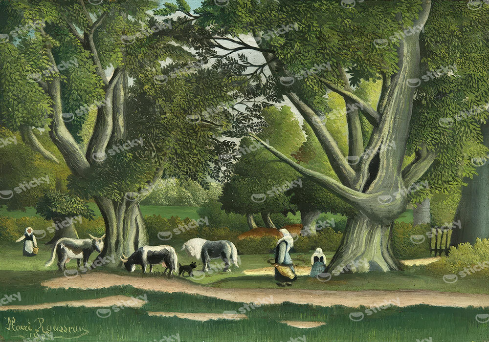 Πινακας σε καμβά HENRI ROUSSEAU - LANDSCAPE WITH MILKMAIDS