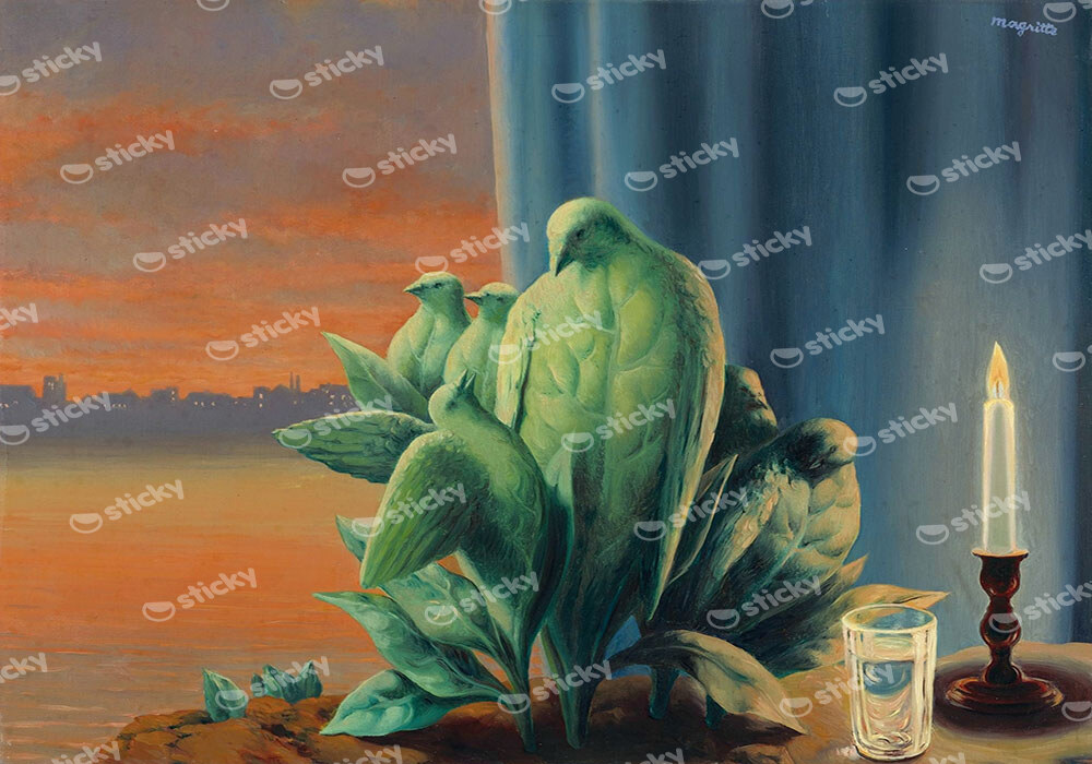 Πινακας σε καμβά MAGRITTE - NIGHT OF LOVE