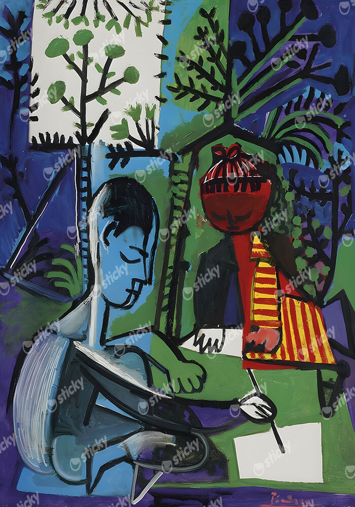 Πινακας σε καμβά PICASSO - CLAUDE DRAWING FRANCOISE AND PALOMA