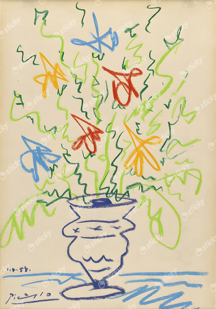 Πινακας σε καμβά PICASSO - DRAWING OF FLOWERS IN A VASE