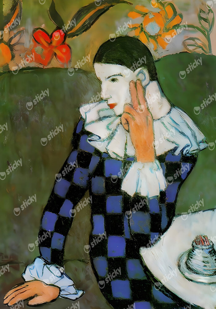 Πινακας σε καμβά PICASSO - SEATED HARLEQUIN