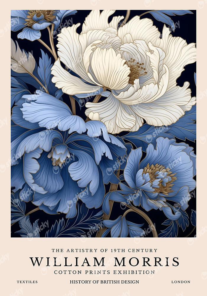 Πινακας σε καμβά WILLIAM MORRIS - BLUE FLORAL