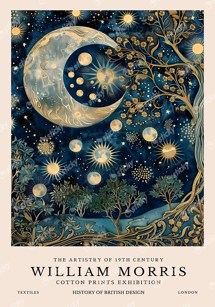 Πινακας σε καμβά WILLIAM MORRIS - BLUE MOON AND STARS 2