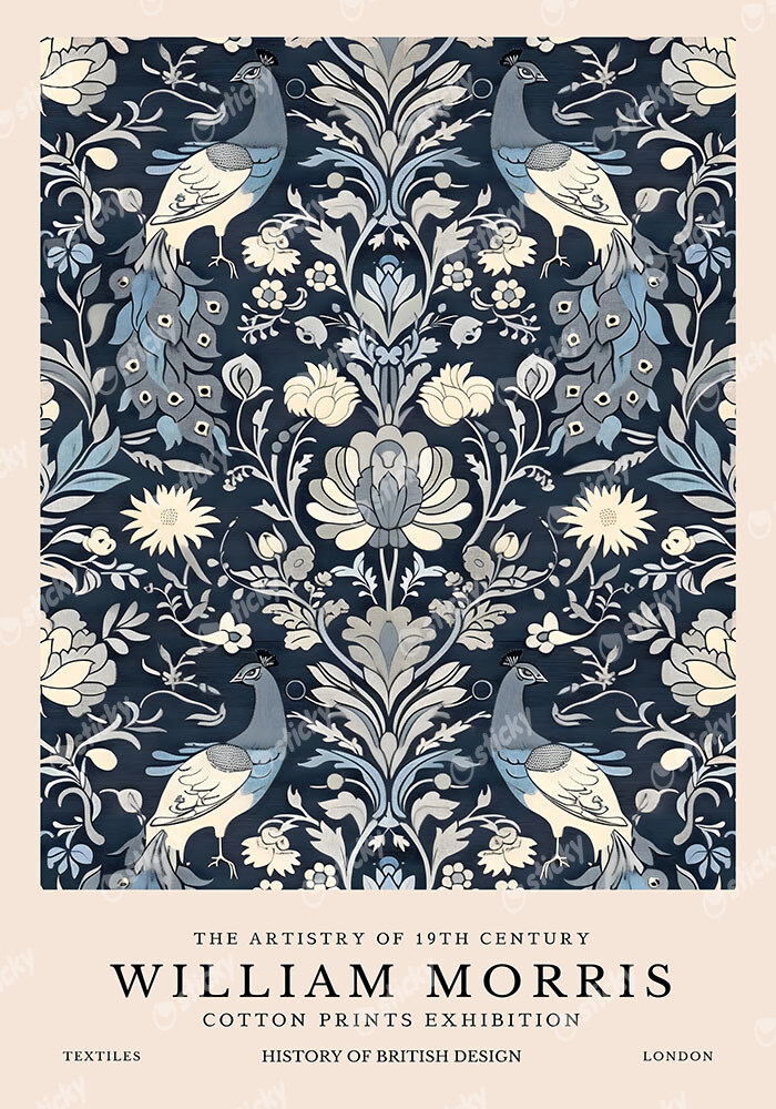 Πινακας σε καμβά WILLIAM MORRIS - BLUE PEACOCK PATTERN 1