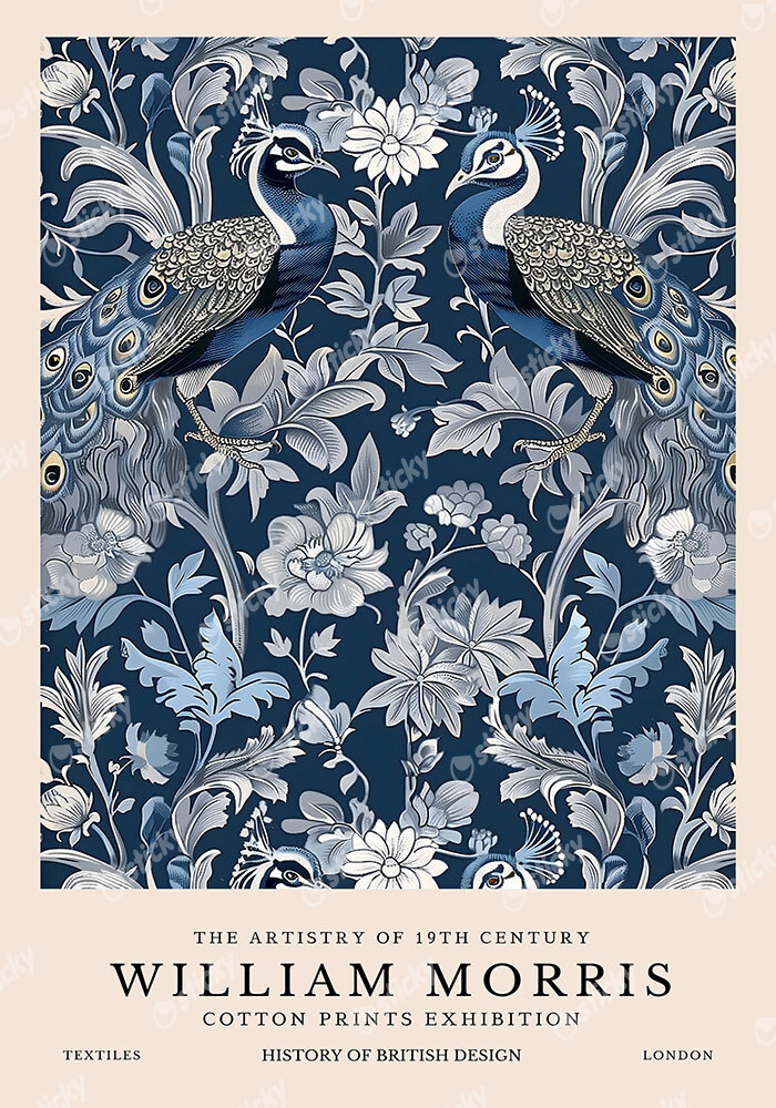 Πινακας σε καμβά WILLIAM MORRIS - BLUE PEACOCK PATTERN 2