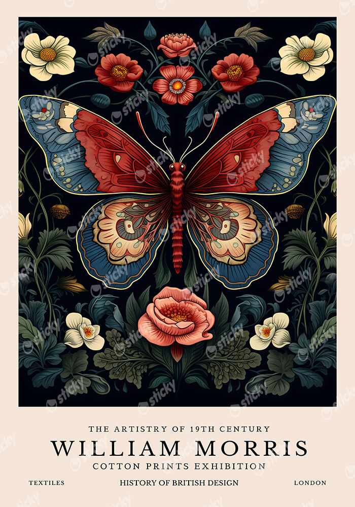 Πινακας σε καμβά WILLIAM MORRIS - BUTTERFLY 1