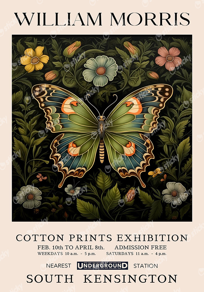 Πινακας σε καμβά WILLIAM MORRIS - BUTTERFLY 2