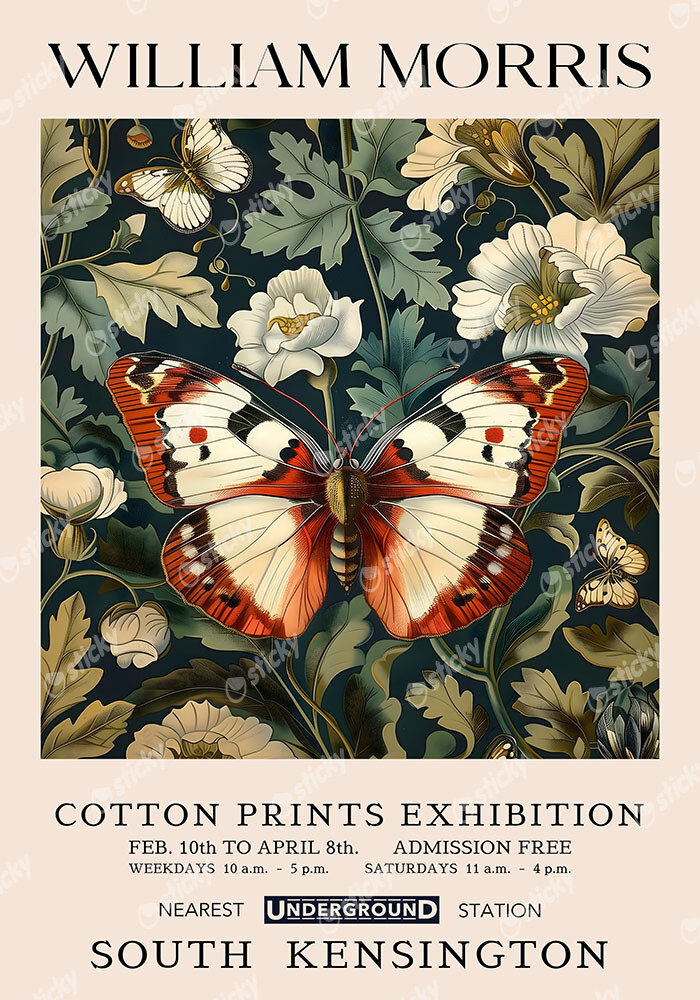 Πινακας σε καμβά WILLIAM MORRIS - BUTTERFLY 8