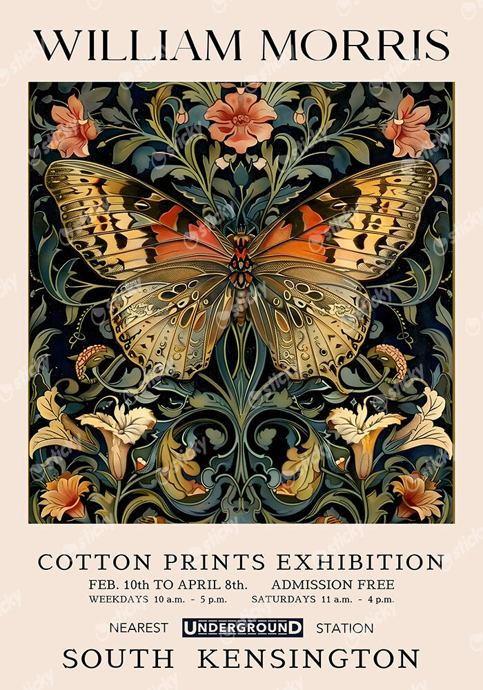 Πινακας σε καμβά WILLIAM MORRIS - BUTTERFLY 9