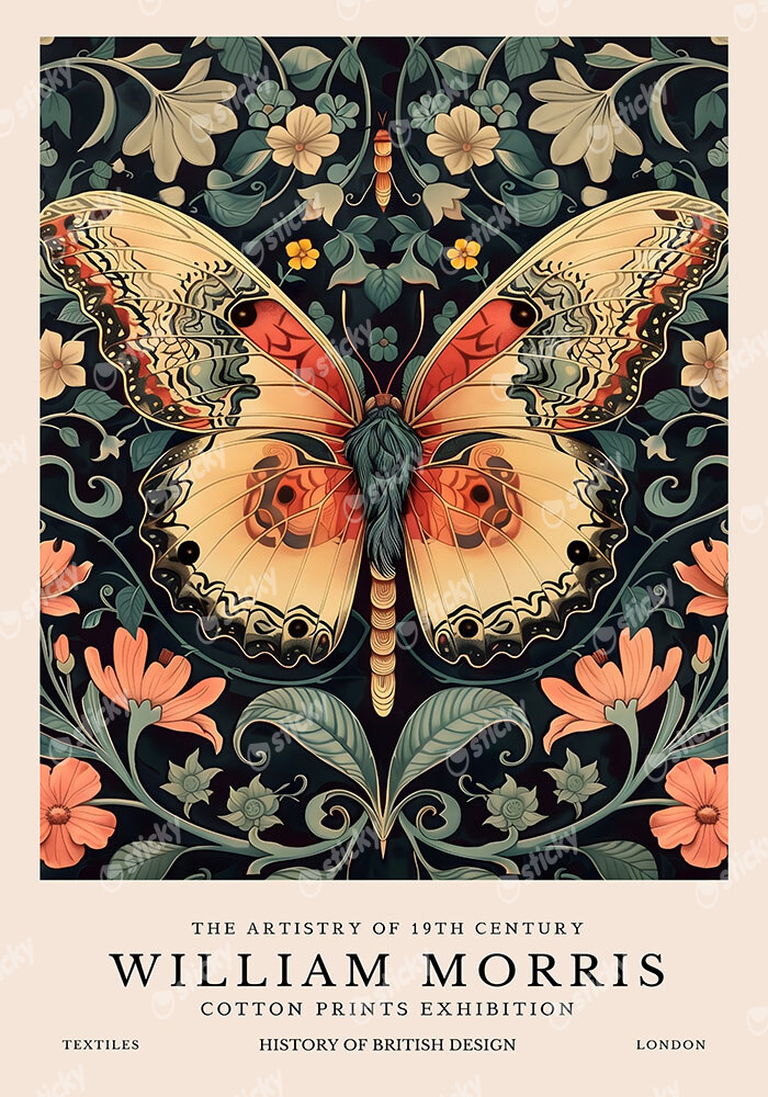 Πινακας σε καμβά WILLIAM MORRIS - BUTTERFLY 16