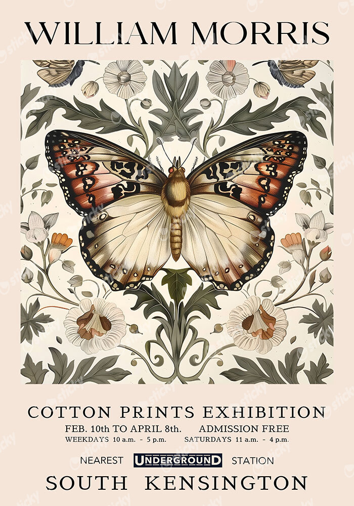Πινακας σε καμβά WILLIAM MORRIS - BUTTERFLY 17