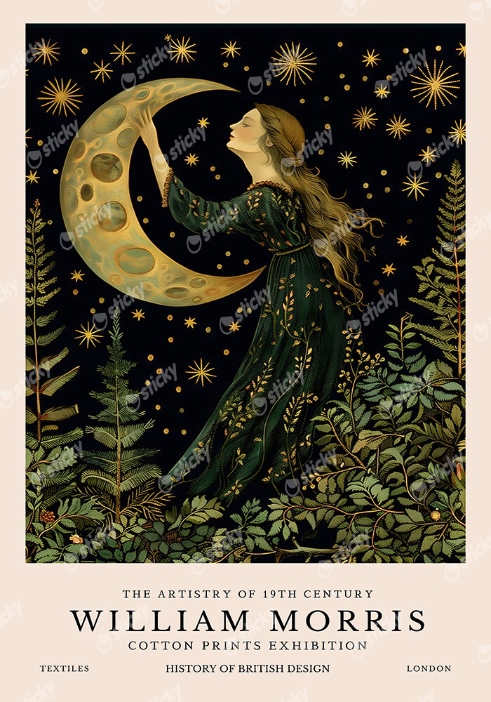 Πινακας σε καμβά WILLIAM MORRIS - MOON AND GIRL