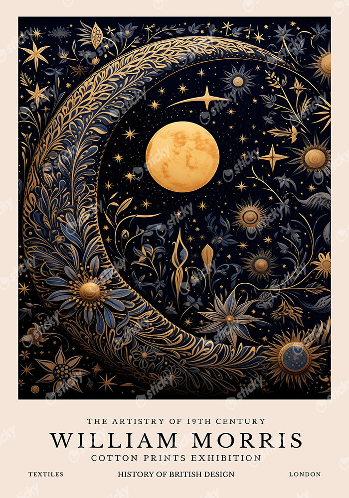 Πινακας σε καμβά WILLIAM MORRIS - MOON AND STARS 1