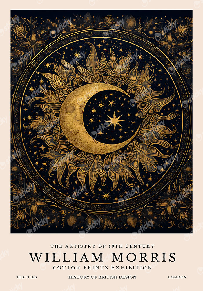 Πινακας σε καμβά WILLIAM MORRIS - MOON AND STARS 2
