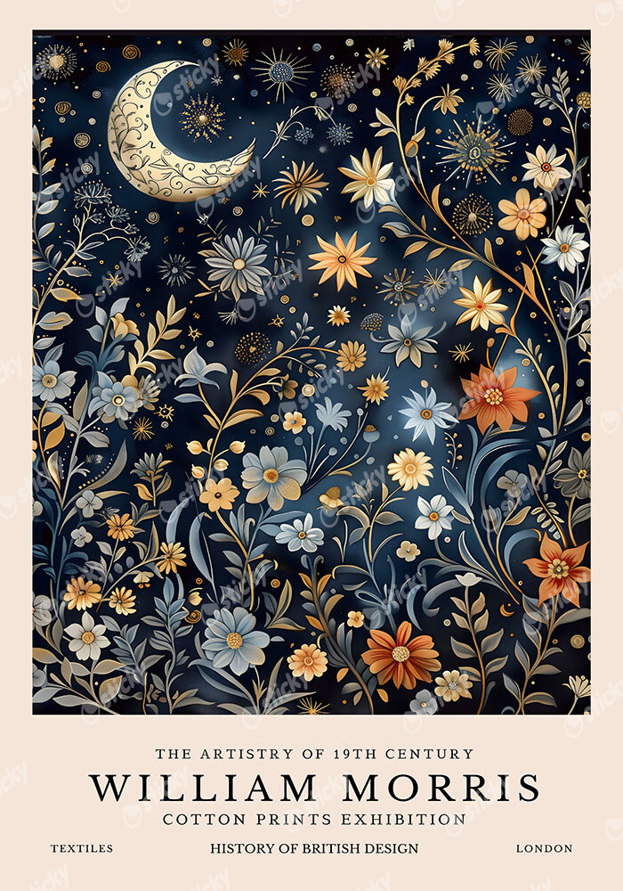 Πινακας σε καμβά WILLIAM MORRIS - MOON AND STARS 6