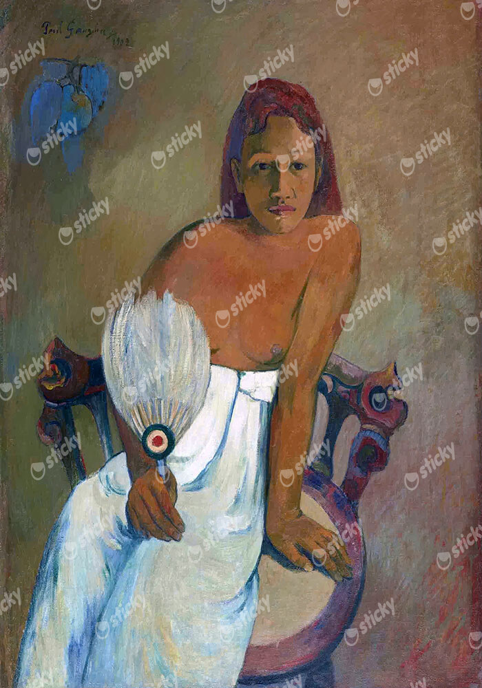 Πινακας σε καμβά PAUL GAUGUIN - GIRL WITH A FAN