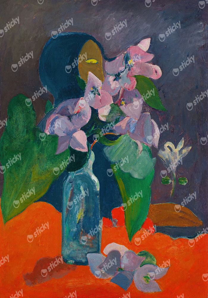 Πινακας σε καμβά PAUL GAUGUIN - STILL LIFE WITH FLOWERS AND IDOL