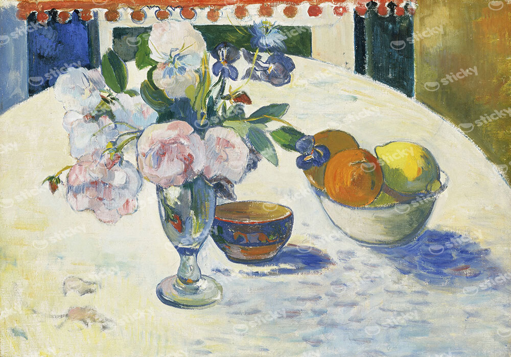 Πινακας σε καμβά PAUL GAUGUIN - FLOWERS AND A BOWL OF FRUIT ON A TABLE
