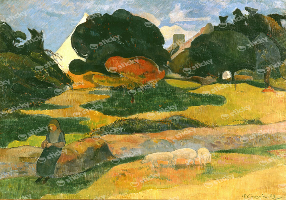 Πινακας σε καμβά PAUL GAUGUIN - GIRL HERDING PIGS