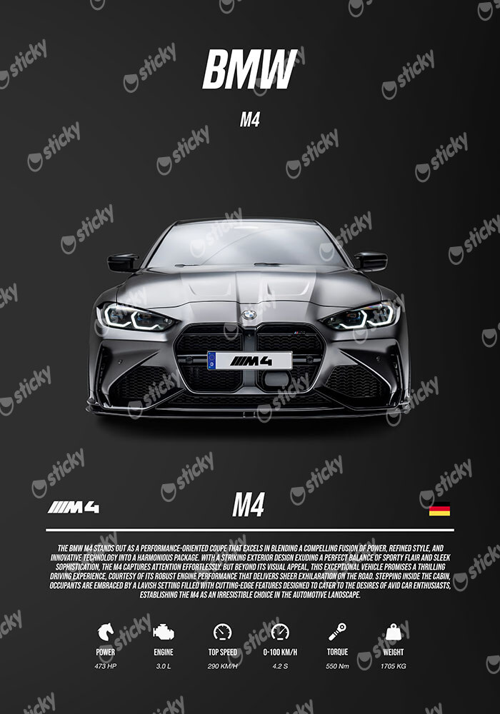 Πινακας σε καμβά BMW M4 SPECS