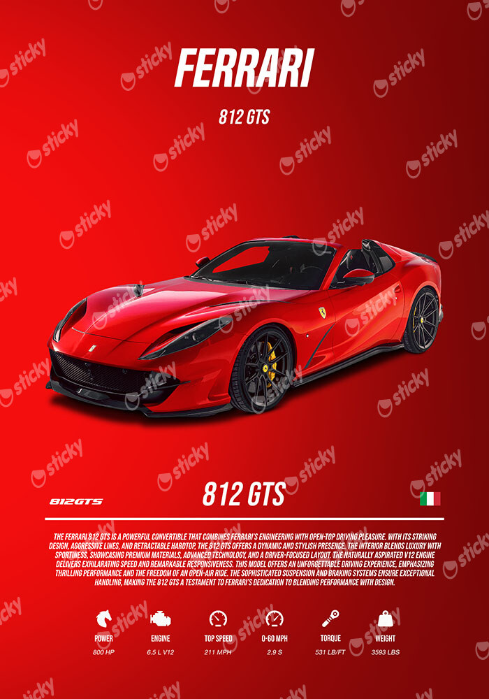 Πινακας σε καμβά FERRARI 812 GTS IMPERIAL