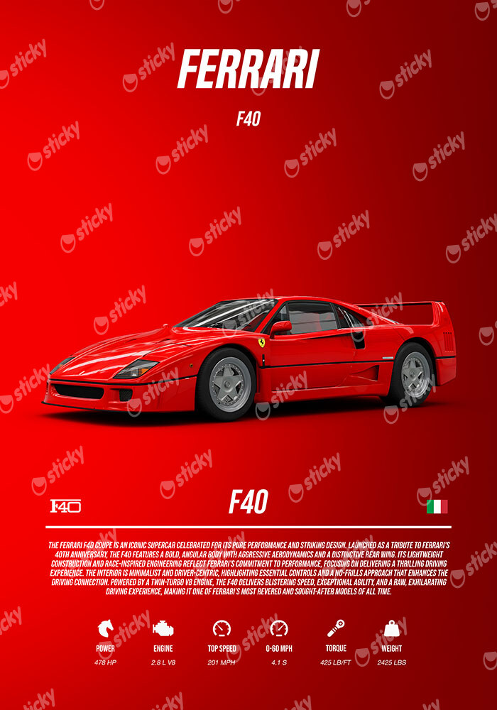 Πινακας σε καμβά FERRARI F40 IMPERIAL