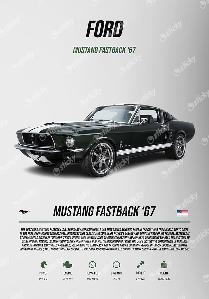 Πινακας σε καμβά MUSTANG FASTBACK