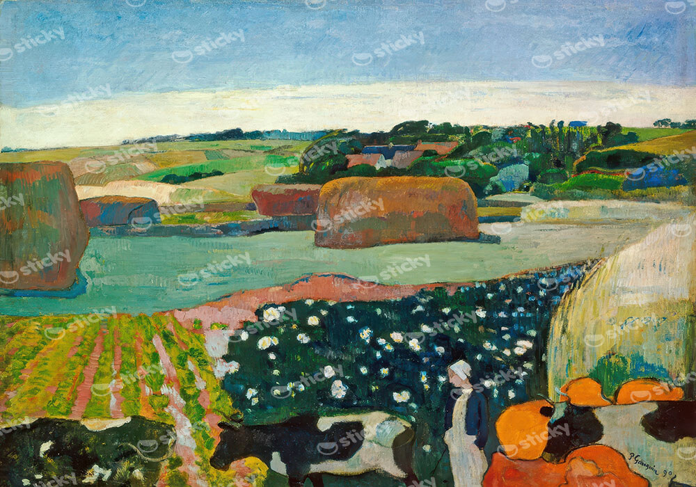 Πινακας σε καμβά PAUL GAUGUIN - HAYSTACKS IN BRITTANY