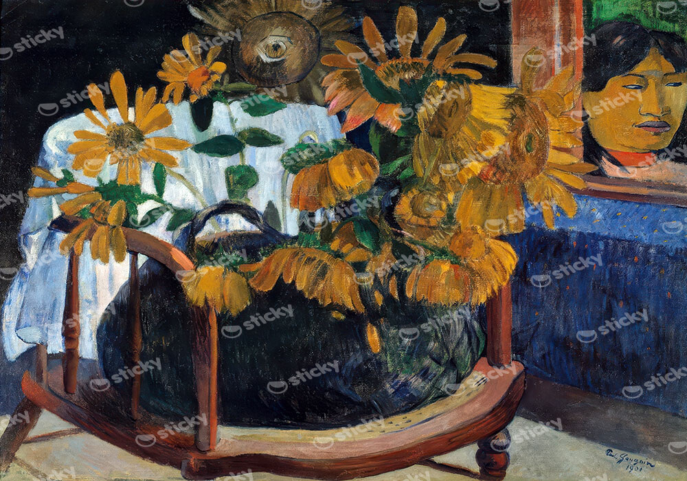 Πινακας σε καμβά PAUL GAUGUIN - STILL LIFE WITH SUNFLOWERS ON AN ARMCHAIR